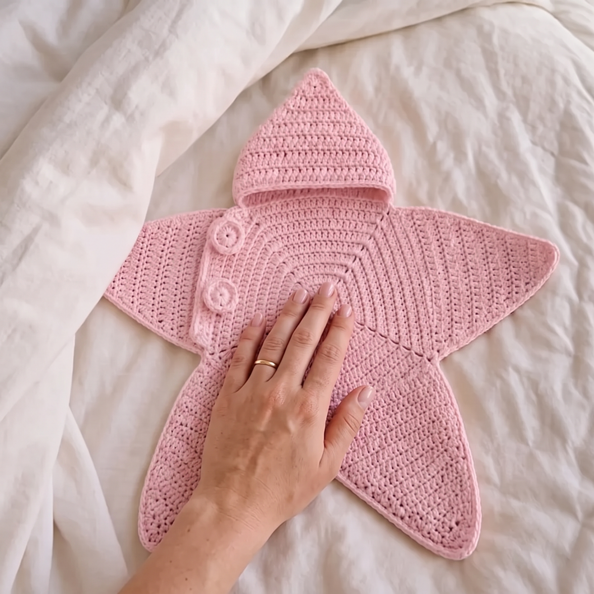 Starfish Baby Sleeping Bag  A Cozy Handmade-Style Hooded Wrap for Newborns