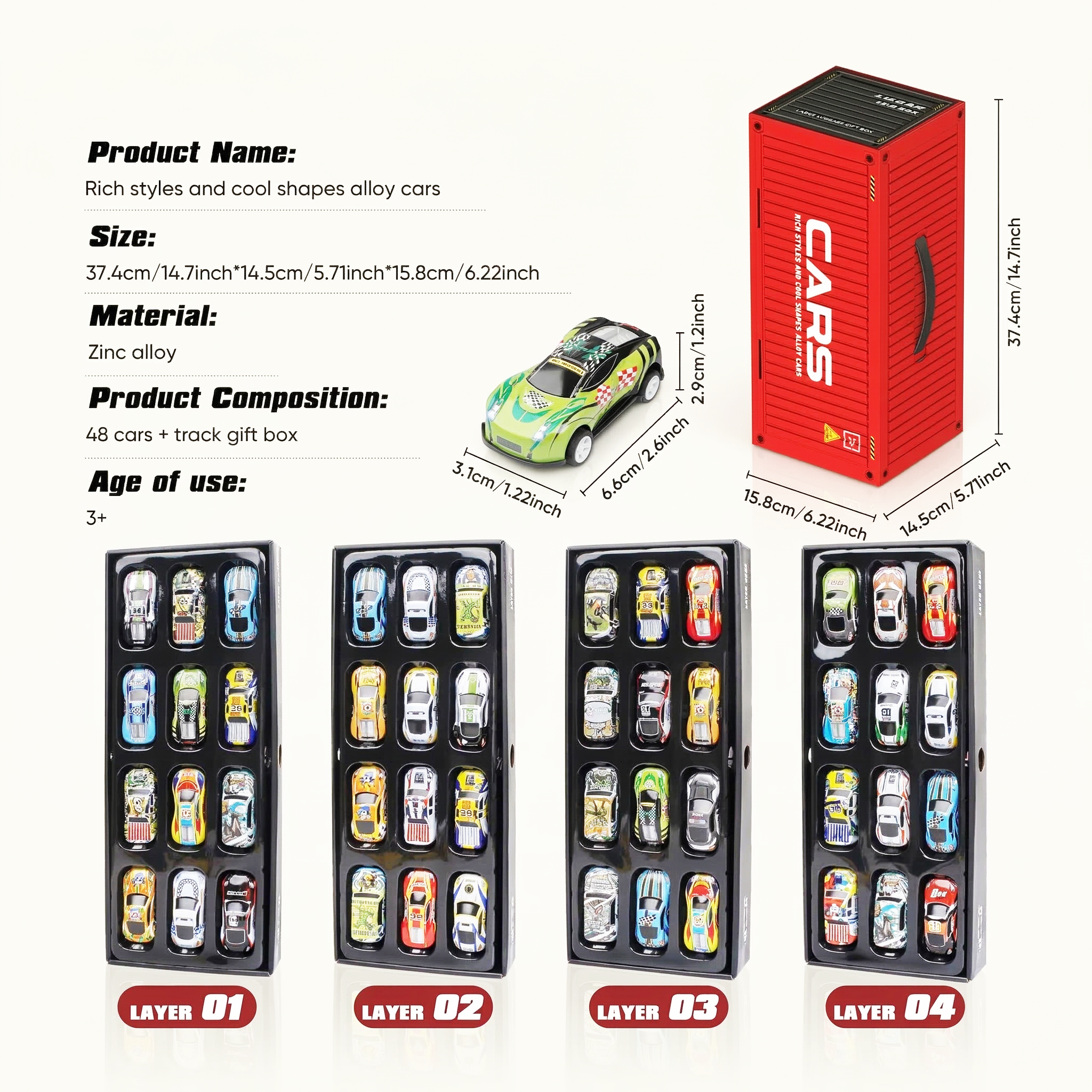 48 Pcs Die Cast Pull Back Cars