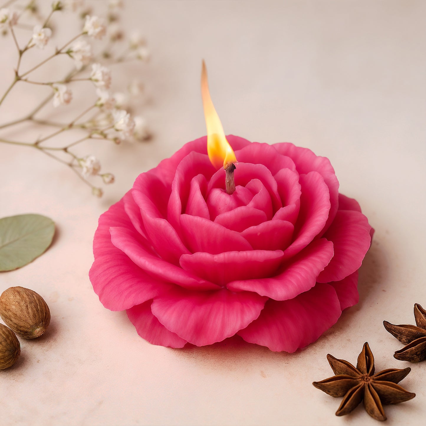 Rose Flower Candle - Decorative Wax Votive