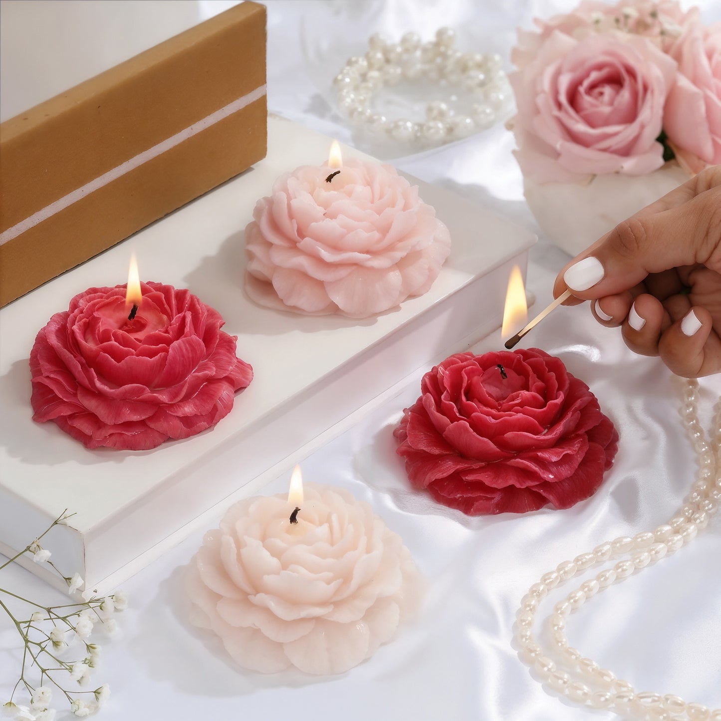 Rose Flower Candle - Decorative Wax Votive