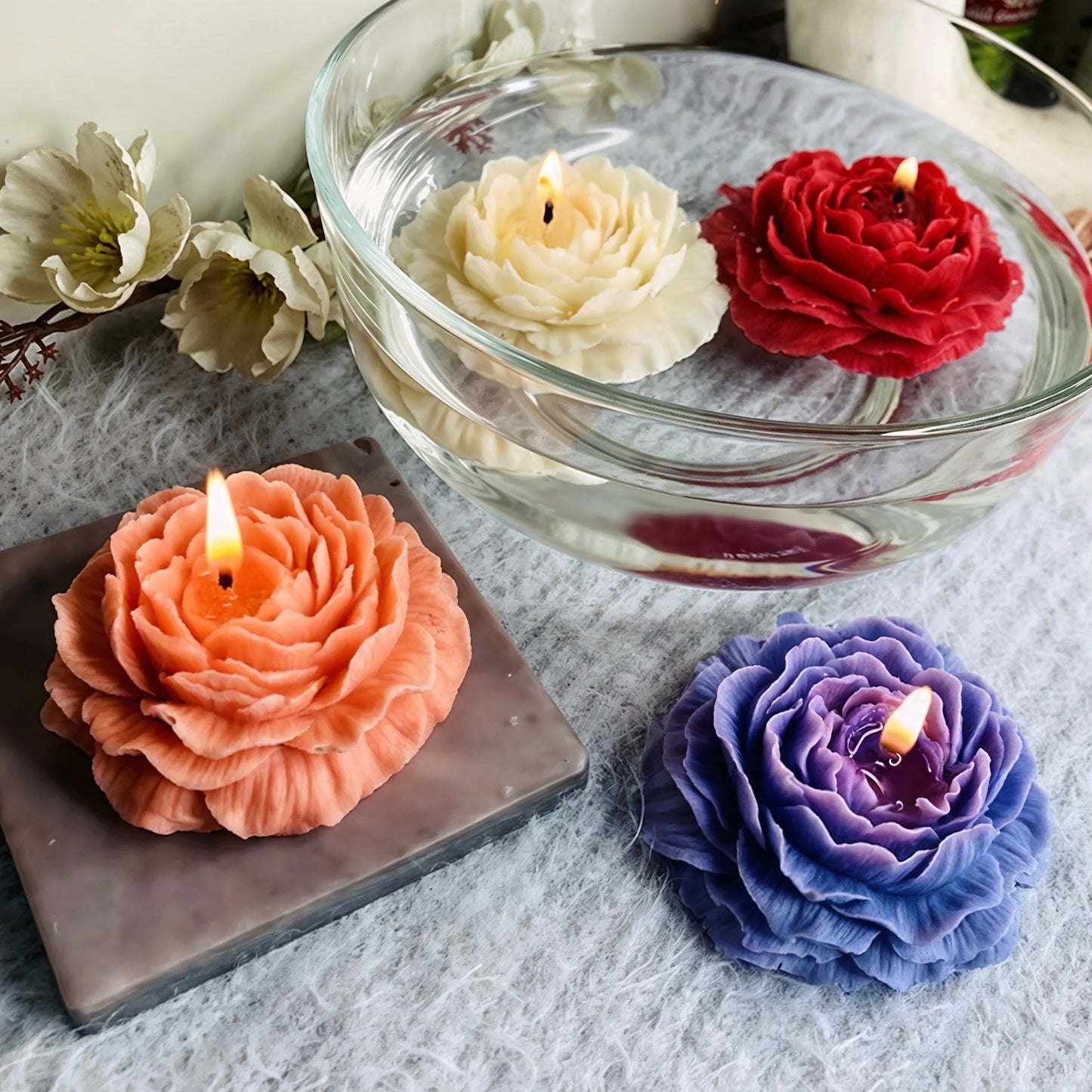 Rose Flower Candle - Decorative Wax Votive